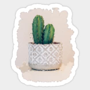 Tiny twin Cactus oil painting Sticker